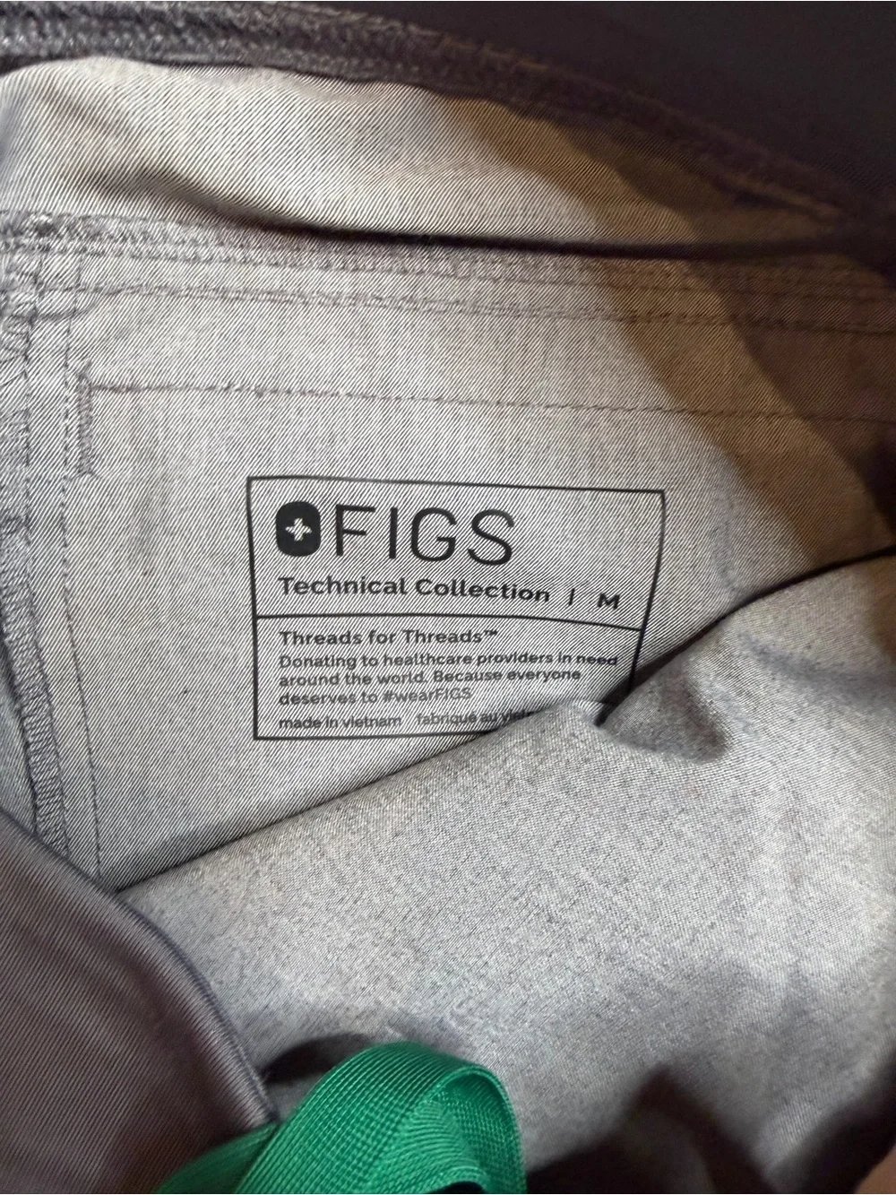 Figs Men's Gray Jogger Pants with Green Drawstring